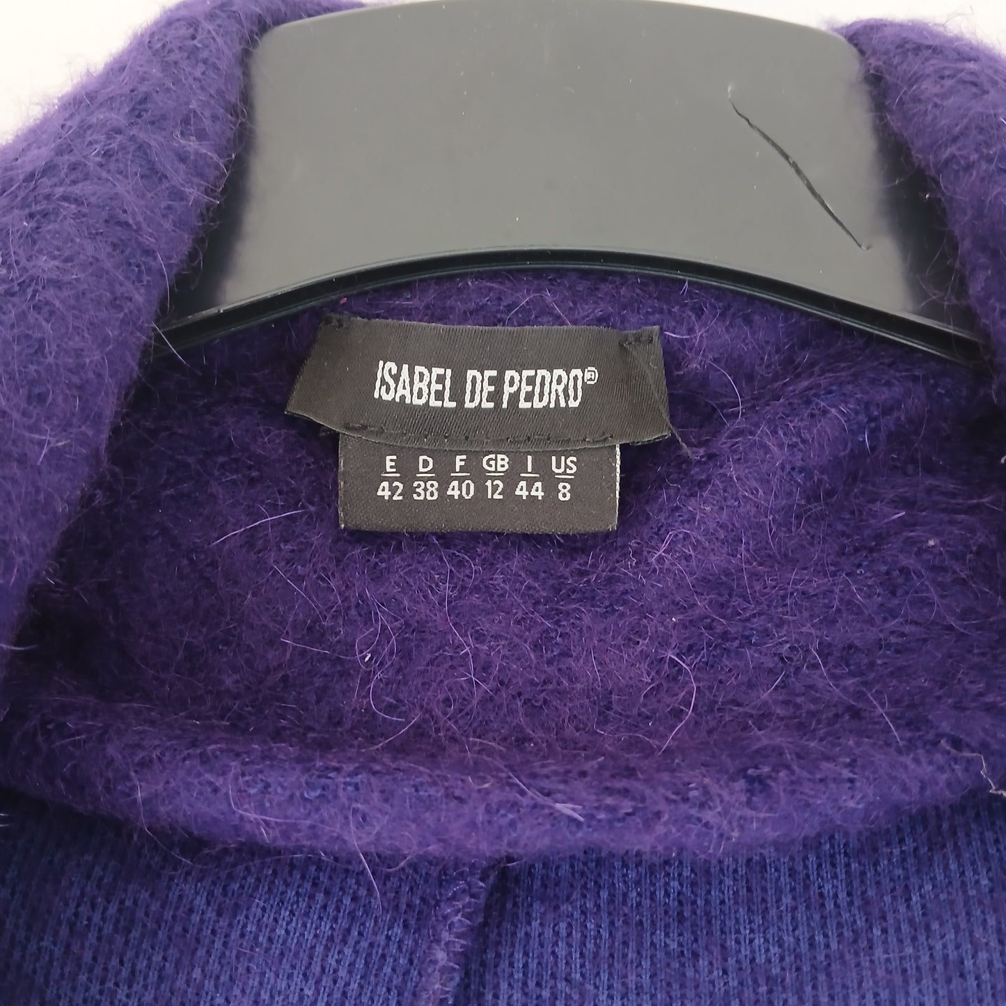 Isabel De Pedro Purple Mohair Mix Waterfall Wrap Cardigan With Hood Size 12