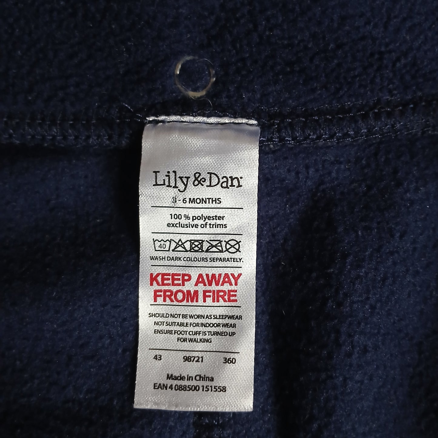 Lupilu Navy Fleece All-In-One Age 3-6 months