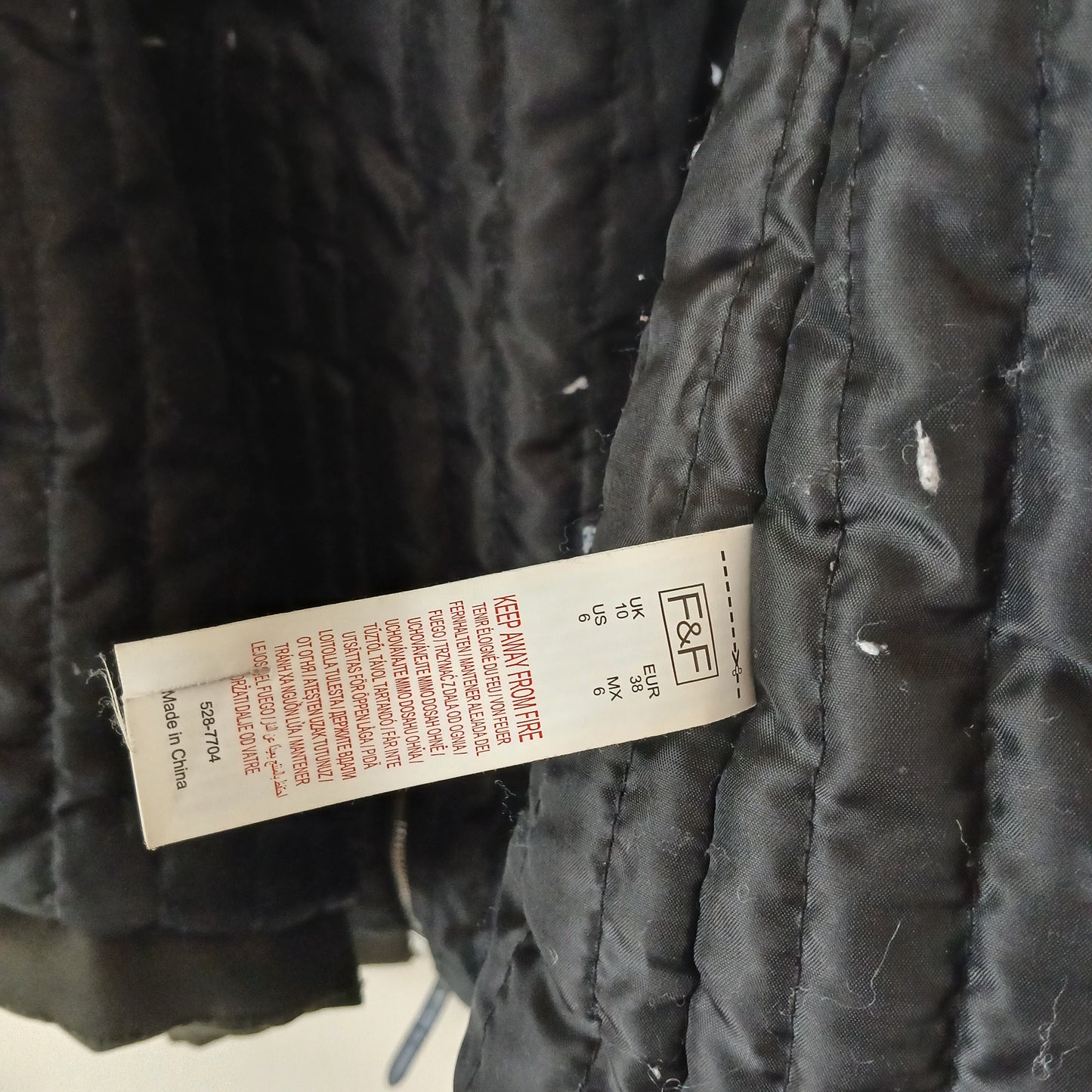 F&F Black/Green Parka Coat Size 10