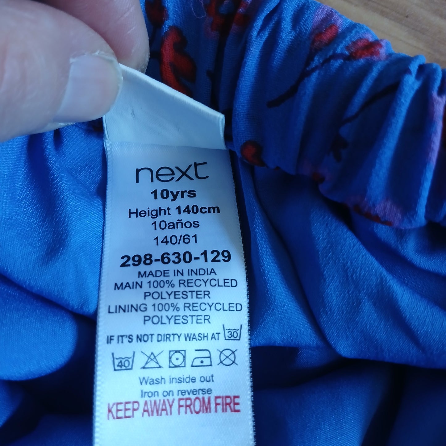 Next Pleated Lined Blue Floral Skirt Age 10