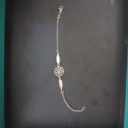 925 Silver Dream Catcher Feather Bracelet