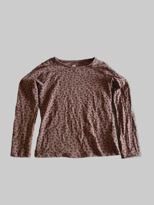 H&M Brown Leopard Print T-Shirt Age 6-8