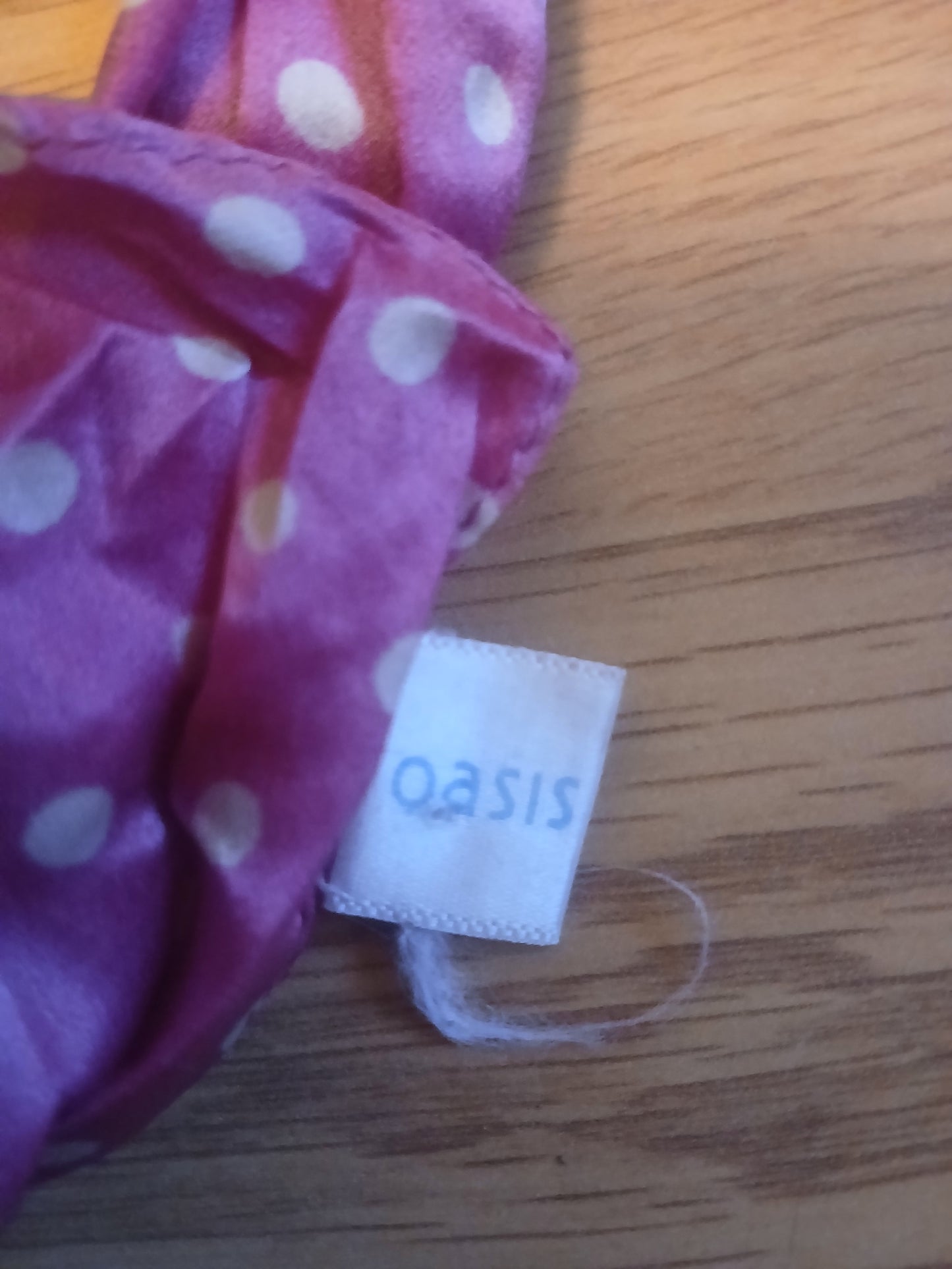 Oasis 100% Silk Pink Polka Dot Scarf