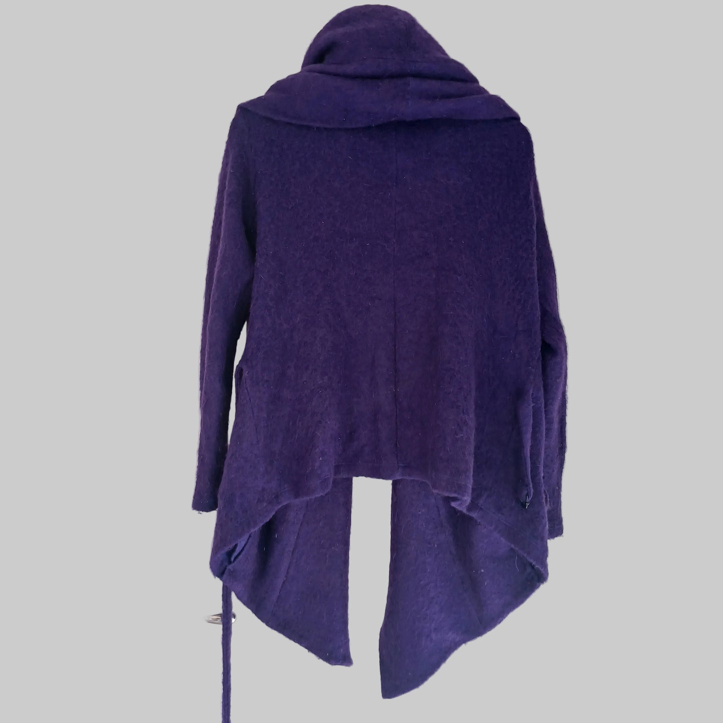 Isabel De Pedro Purple Mohair Mix Waterfall Wrap Cardigan With Hood Size 12