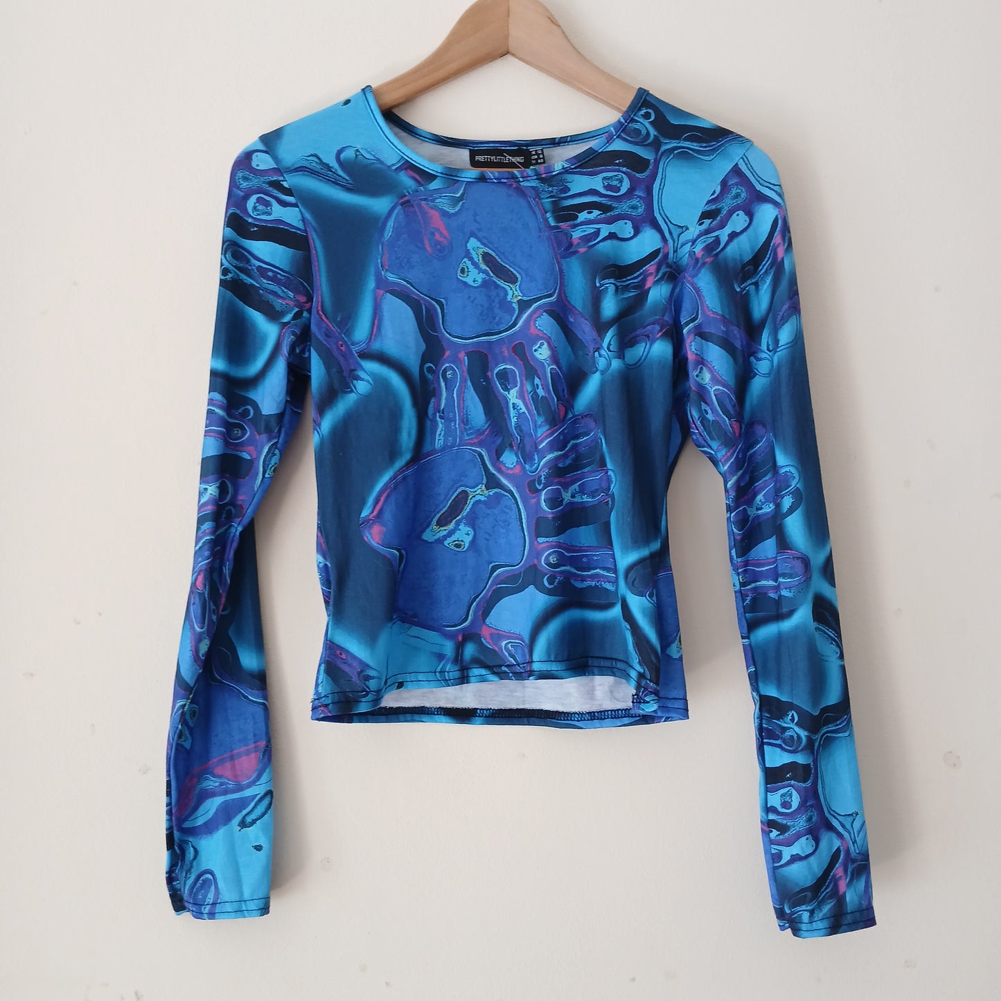 Pretty Little Thing Stretchy Blue Top Size 12