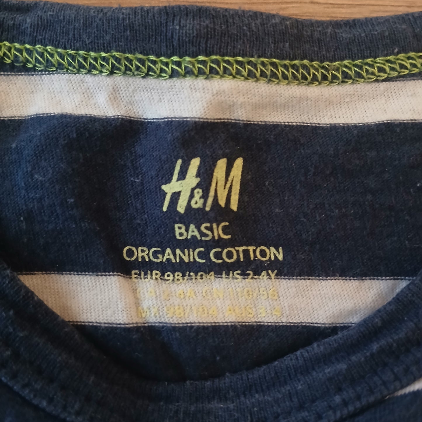 H&M Organic Cotton Striped T-Shirt Age 2-4