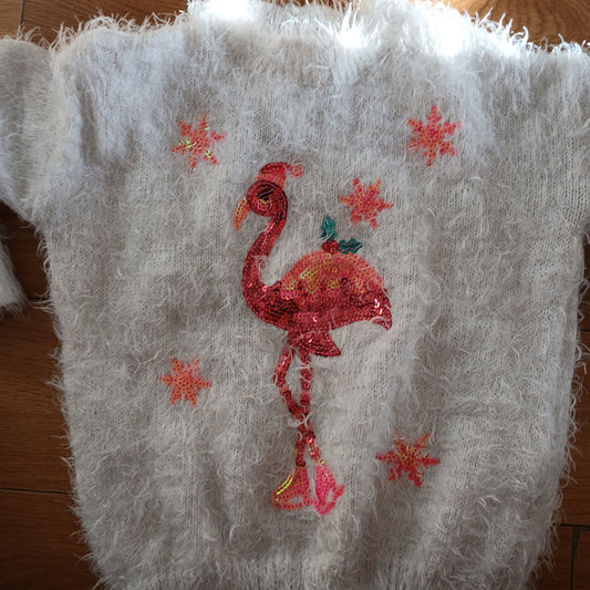 F&F Fluffy Flamingo Christmas Jumper Age 4-5