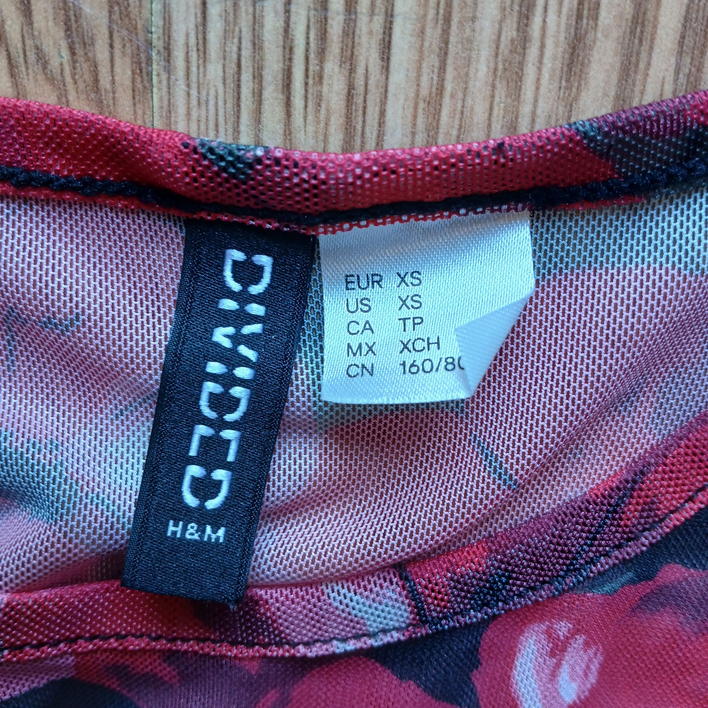 H&M Divided See-Through Red Floral Dress Size XS