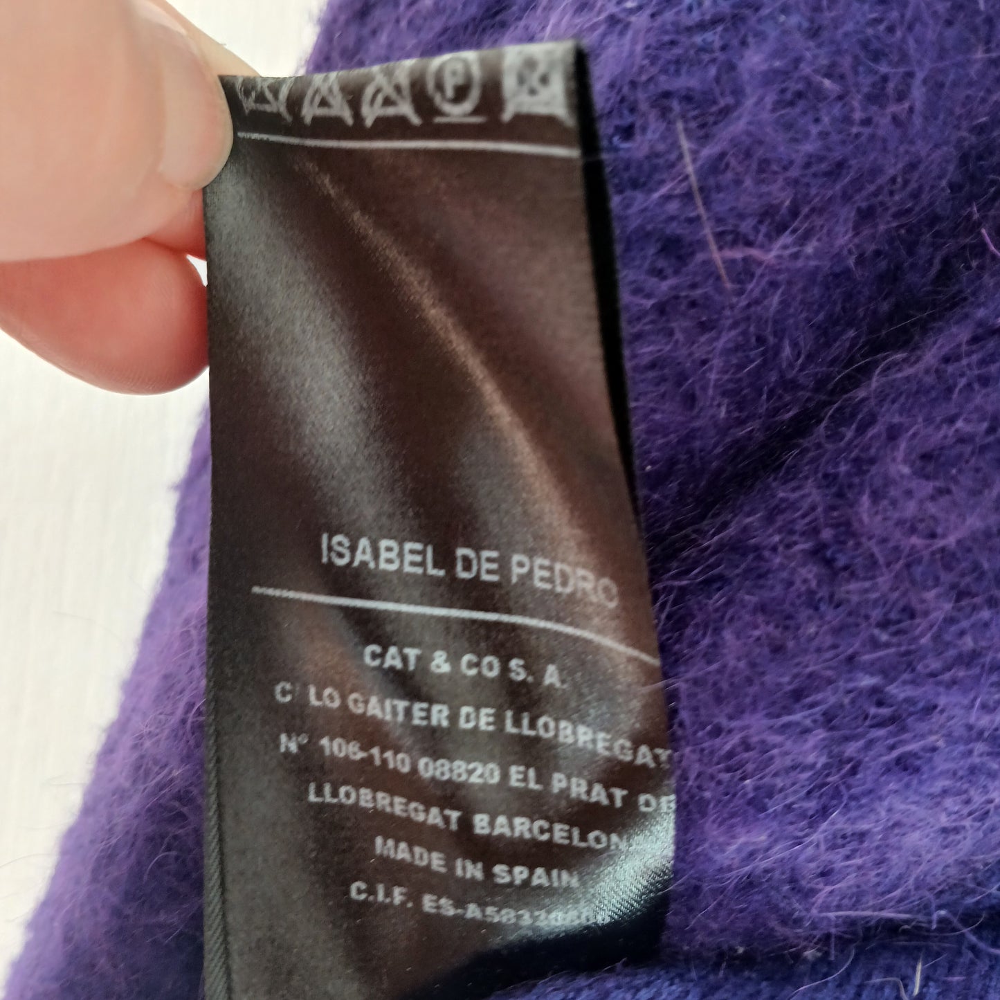 Isabel De Pedro Purple Mohair Mix Waterfall Wrap Cardigan With Hood Size 12