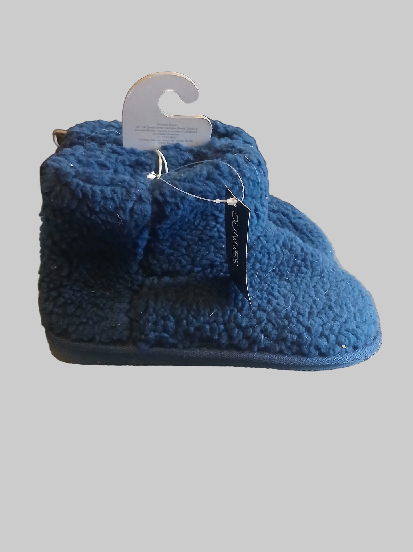 New Dunnes Navy Furry Slipper Boots Size 3-4