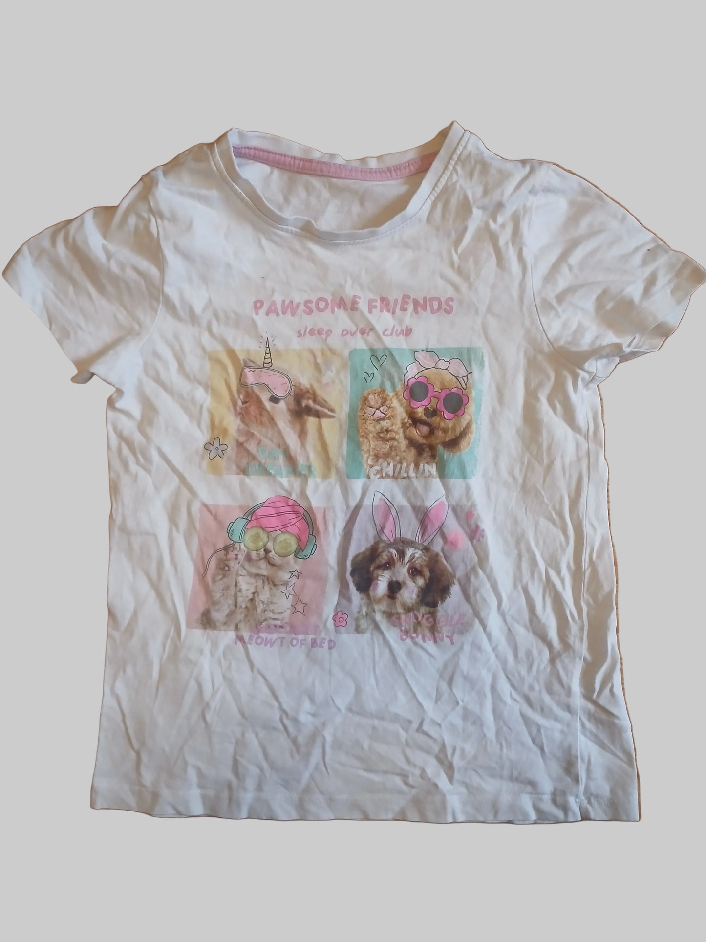 Dunnes Pawsome Friends T-Shirt Age 7-8