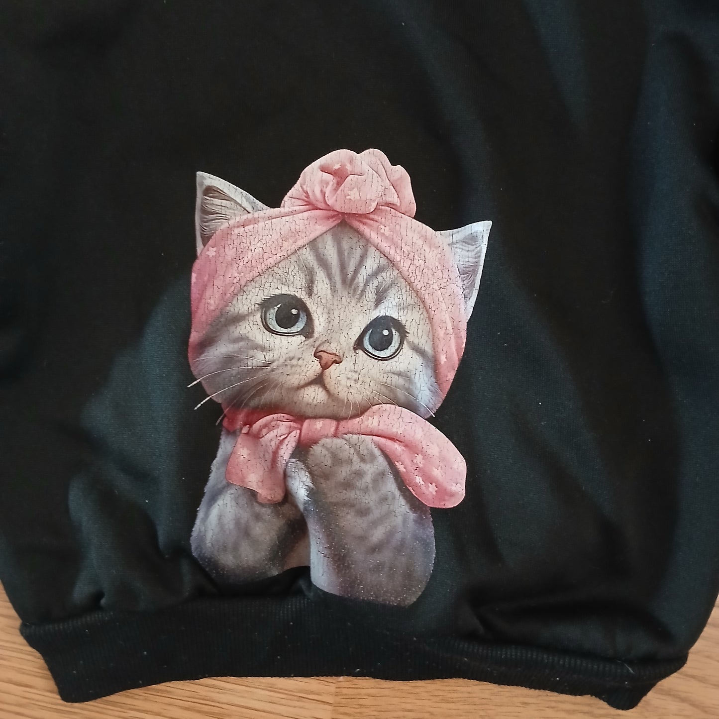 Shein Cat Black Hooded Jumper Age 2-3