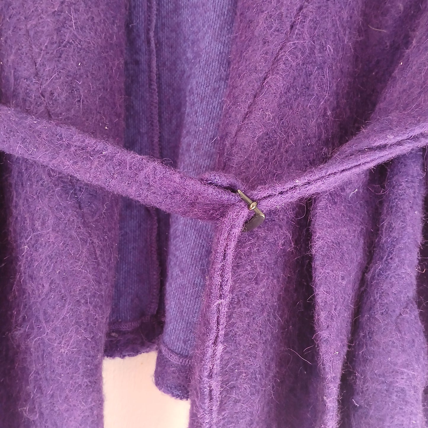 Isabel De Pedro Purple Mohair Mix Waterfall Wrap Cardigan With Hood Size 12