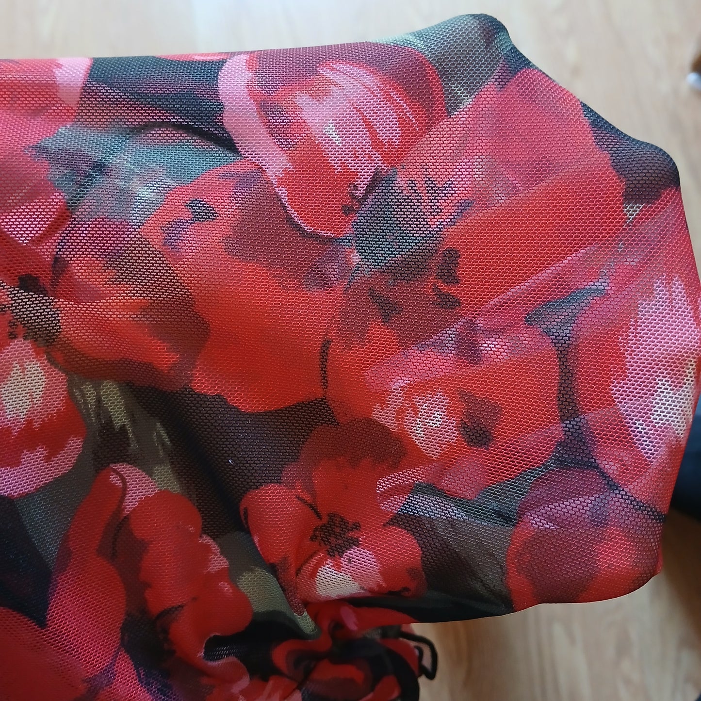 H&M Divided See-Through Red Floral Dress Size XS