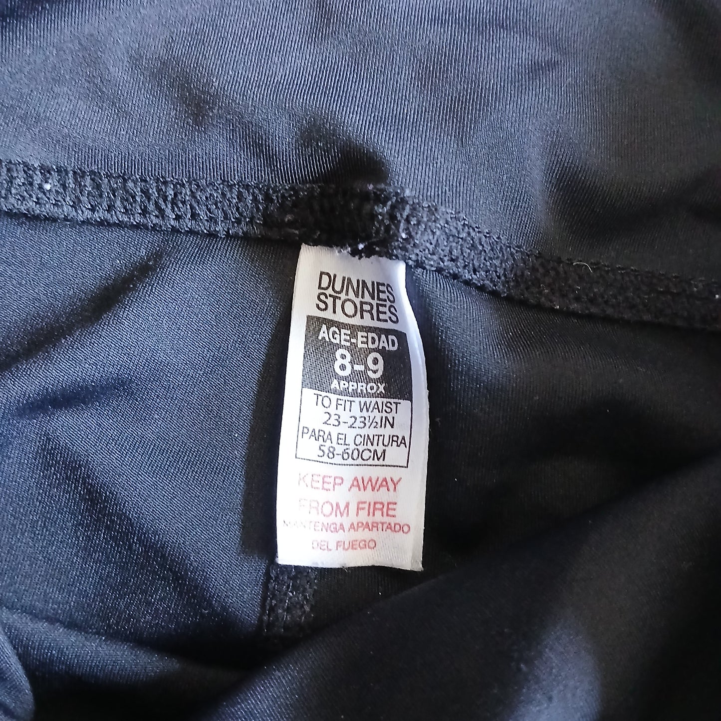 Dunnes Black Leggings Age 8-9