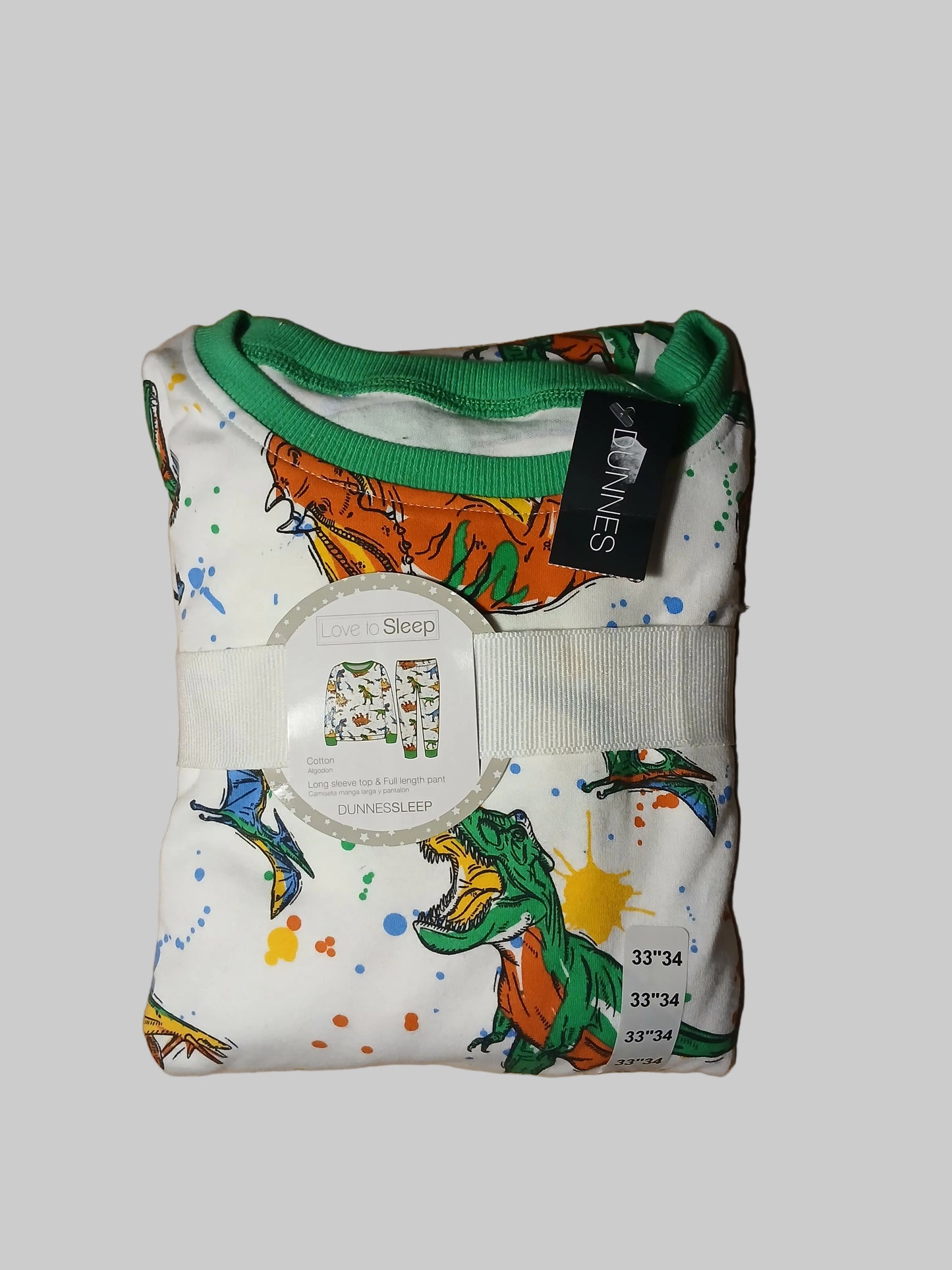 Brand New Dunnes Dinosaur Pyjamas Size 33-34" (Approx Age 12-13)