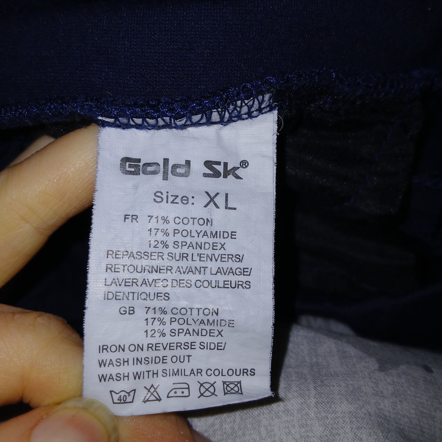 Gold SK Navy Elasticated Jeggings Trousers approximately Size 10-12