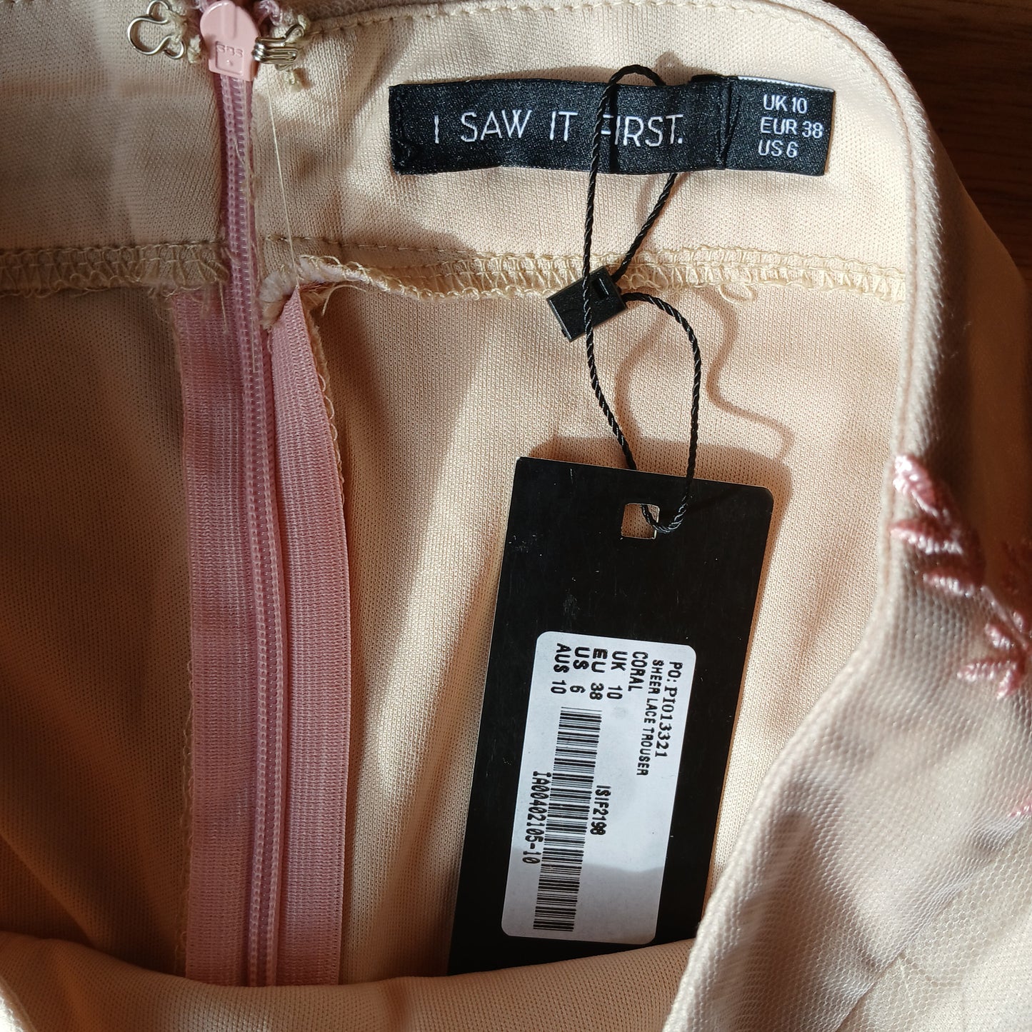 Brand New I Saw It First Pink Sheer Lace Co-Ord Two Piece Suit Size 10