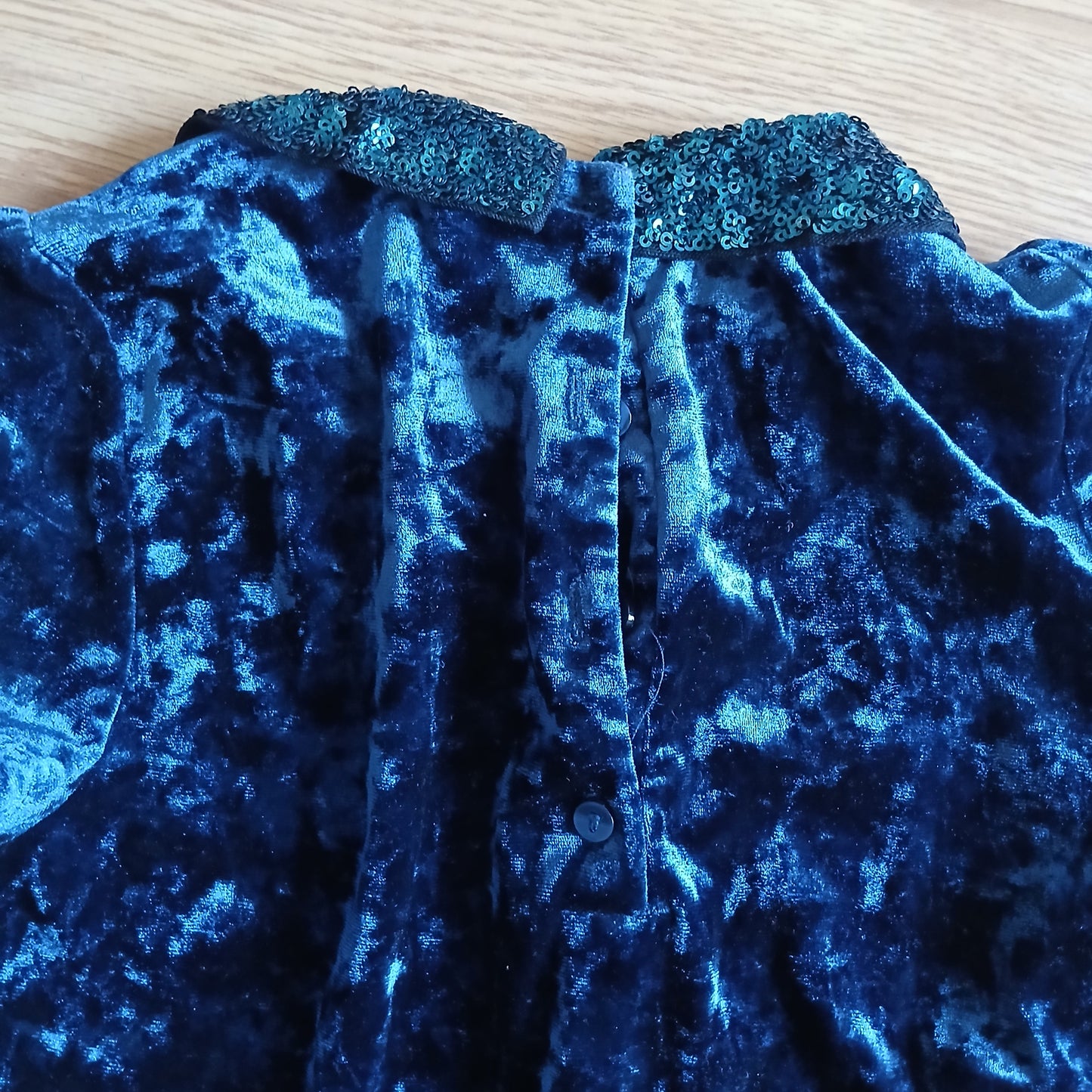 Next Navy Velvet Dress With Sequin Collar Age 8
